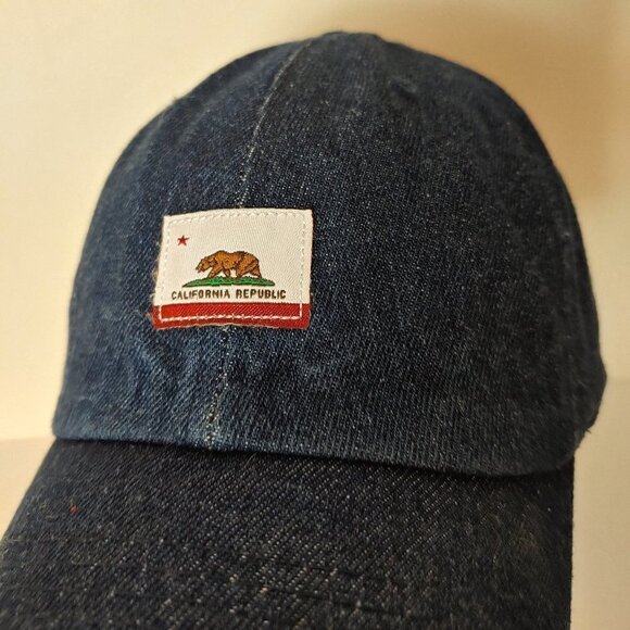 Vintage Denim Dad Hat California Flag Bear Baseball Jean Adjustable Kbethos - Picture 2 of 9